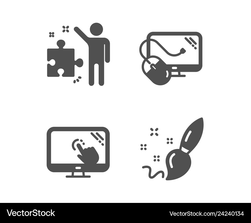 Computer mouse touch screen and strategy icons Computer mouse touch screen and strategy icons vector image