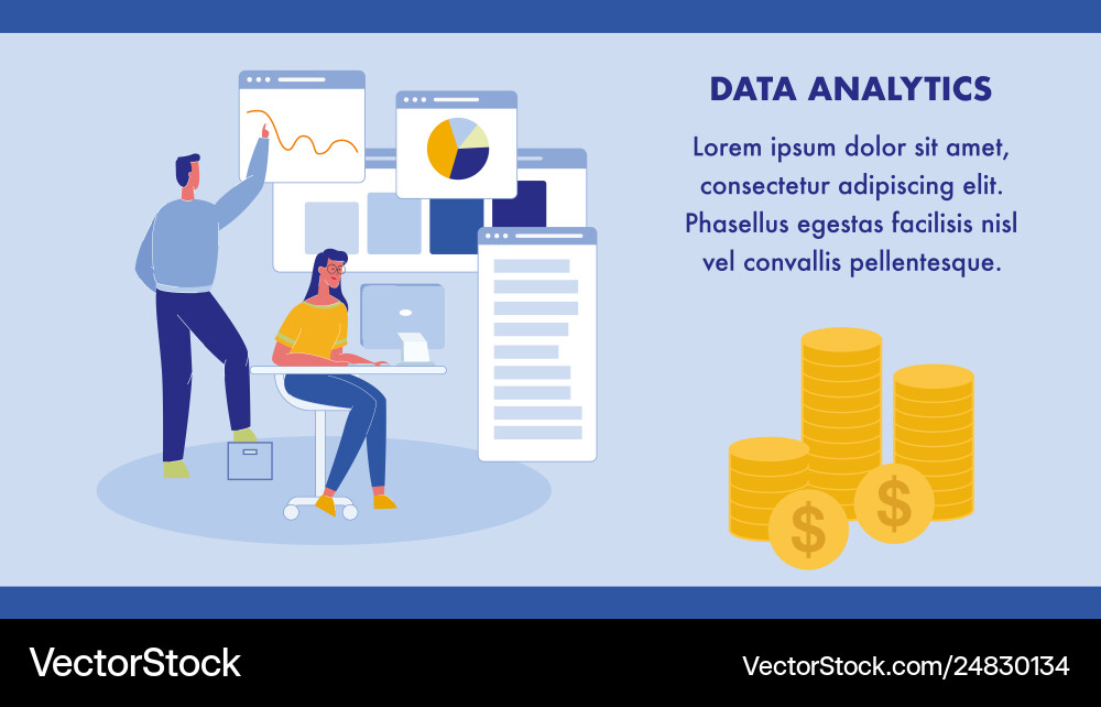 Data analytics statistics web banner template Vector Image