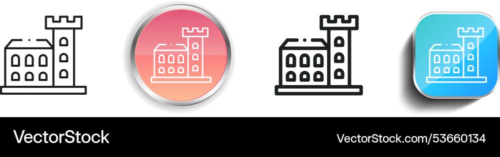 Dublin castle icon thin linear regular and button Dublin castle icon thin linear regular and button vector image