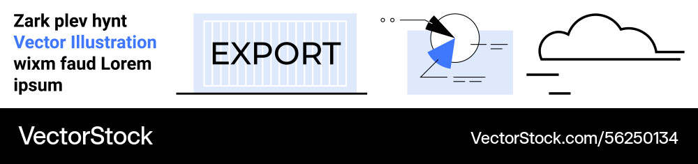 Export concept with data analysis pie chart Export concept with data analysis pie chart vector image