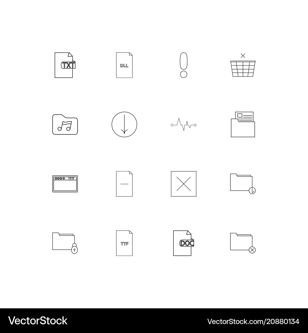 Files and folders sign linear thin icons set vector image