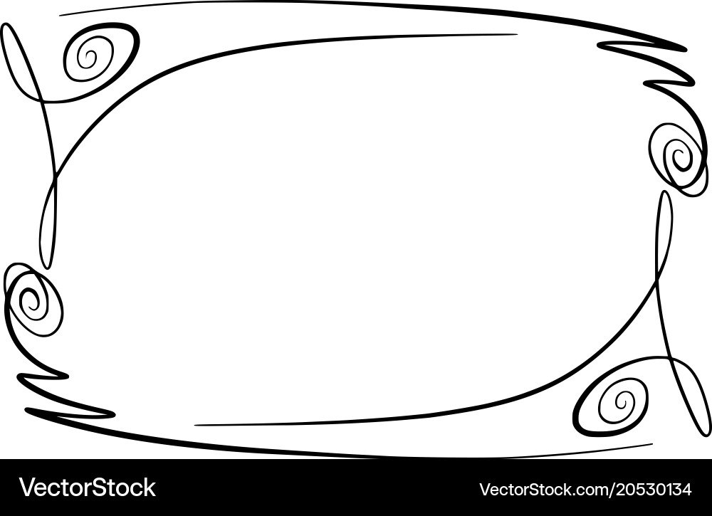 Flourish frame rectangle with squiggles vector image