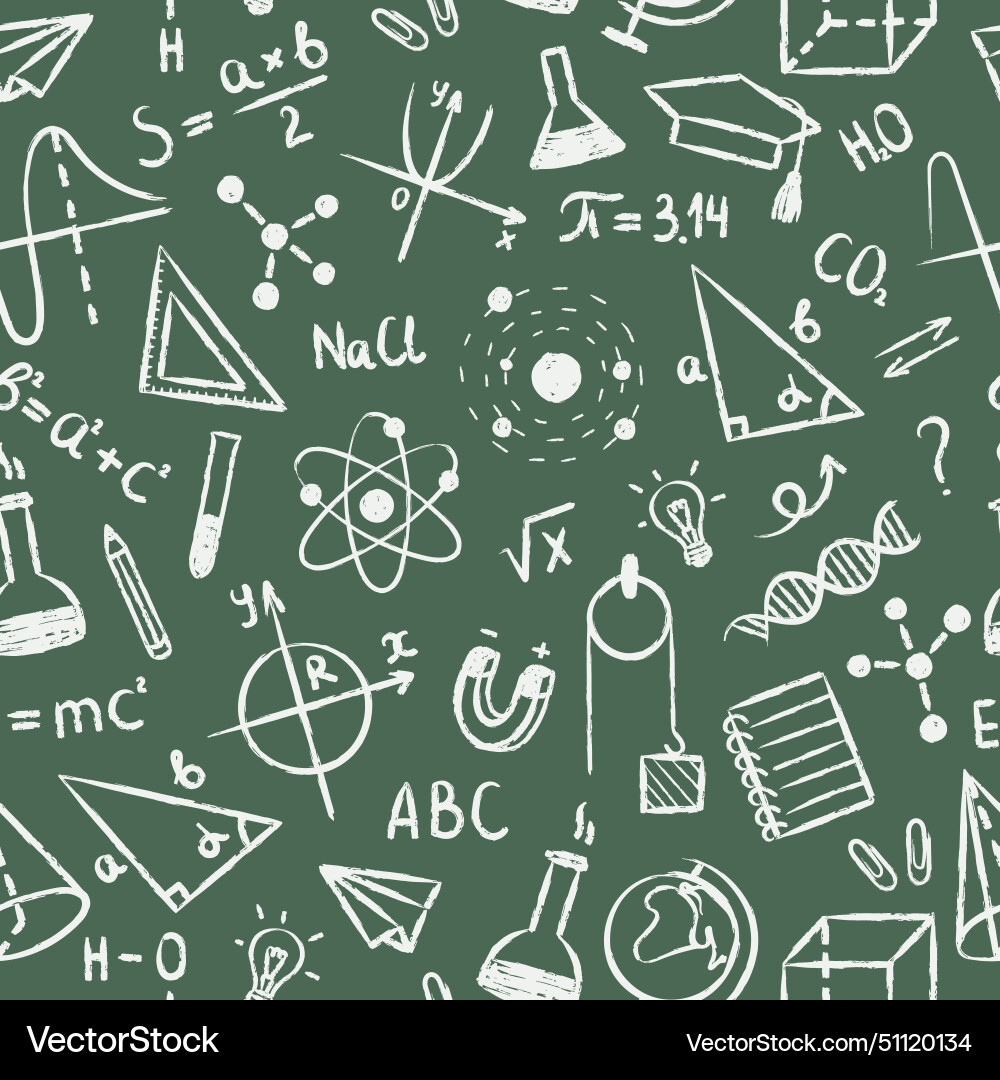 Learning Objects Images Hand drawn educational objects seamless pattern Vector Image