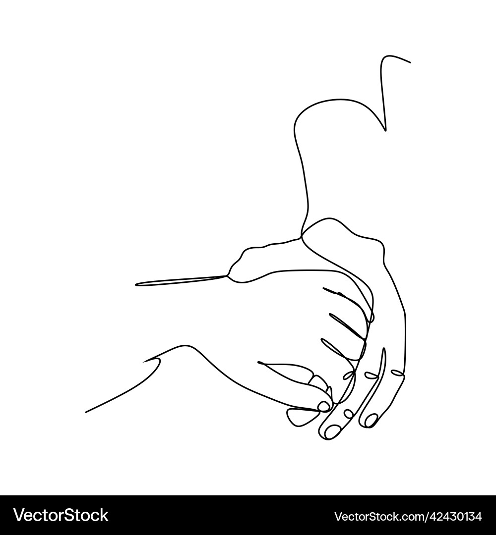 Hands holding each other gesture continuous line Hands holding each other gesture continuous line vector image