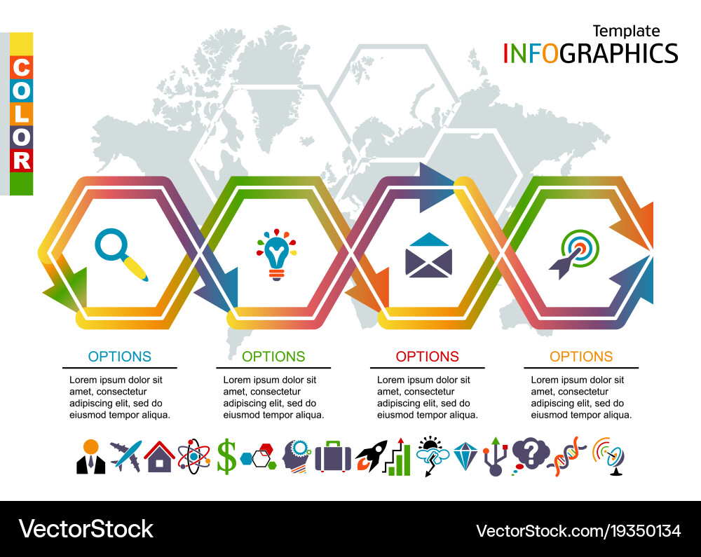 Infographic Layout with World Map Vector Image