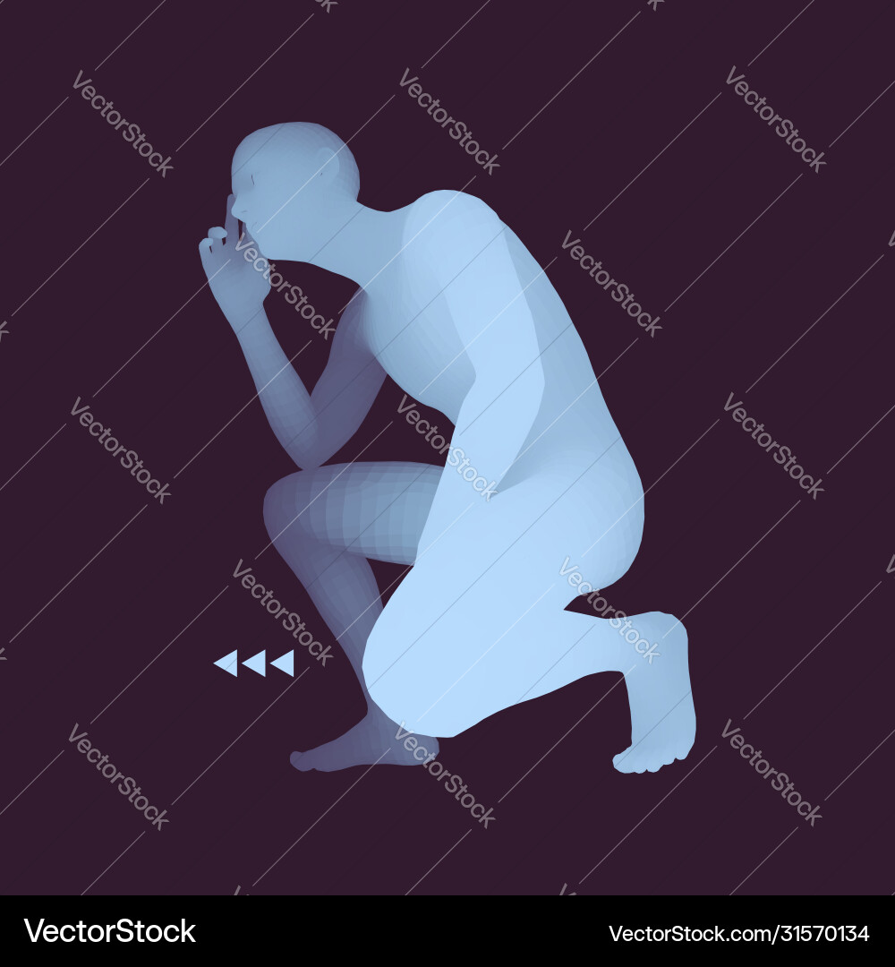 Man in a thinker pose 3d model business Man in a thinker pose 3d model business vector image