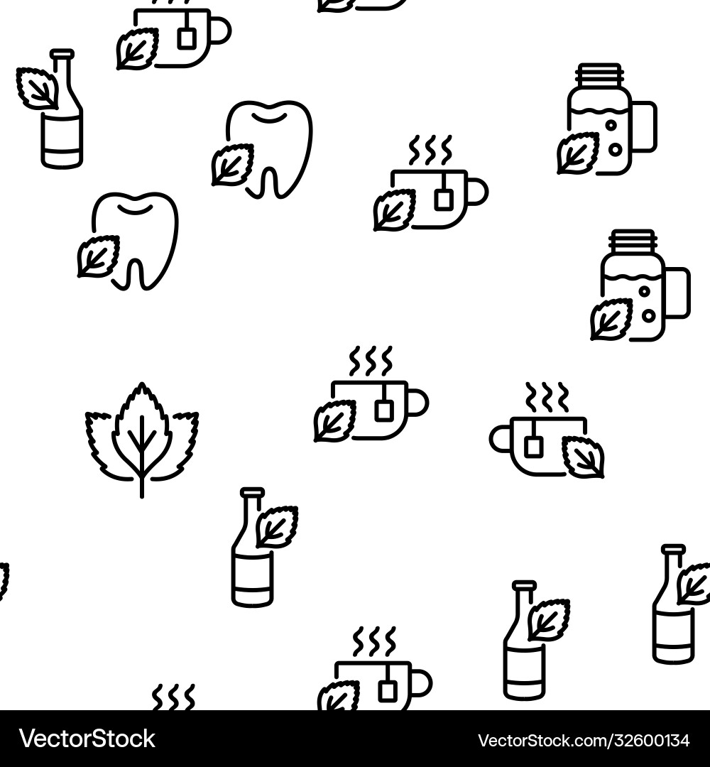 Mint refreshing leaf seamless pattern vector image