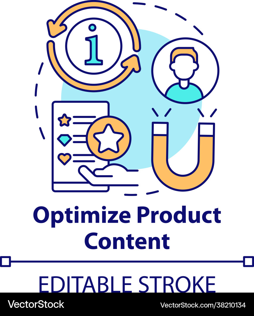 Optimize product content concept icon Royalty Free Vector