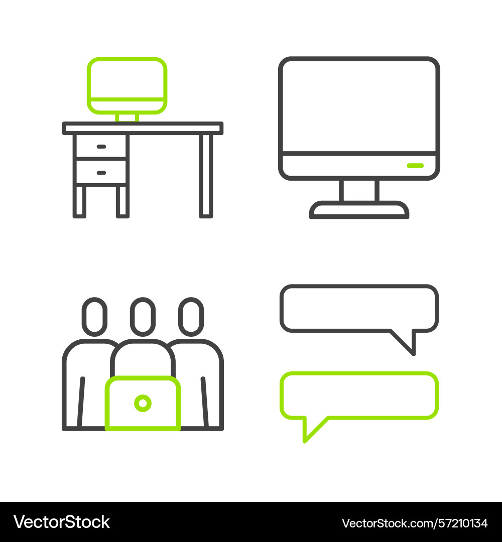 Set line speech bubble chat online class computer Set line speech bubble chat online class computer vector image