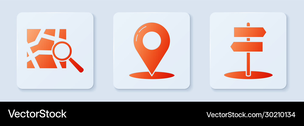 Set map pin folded with location marker Vector Image