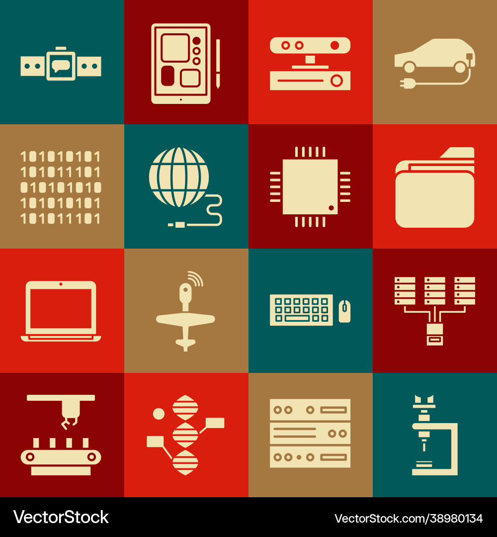 Set microscope server data web hosting Vector Image