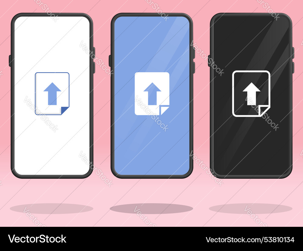 Smartphone file upload document symbols silhouette Smartphone file upload document symbols silhouette vector image