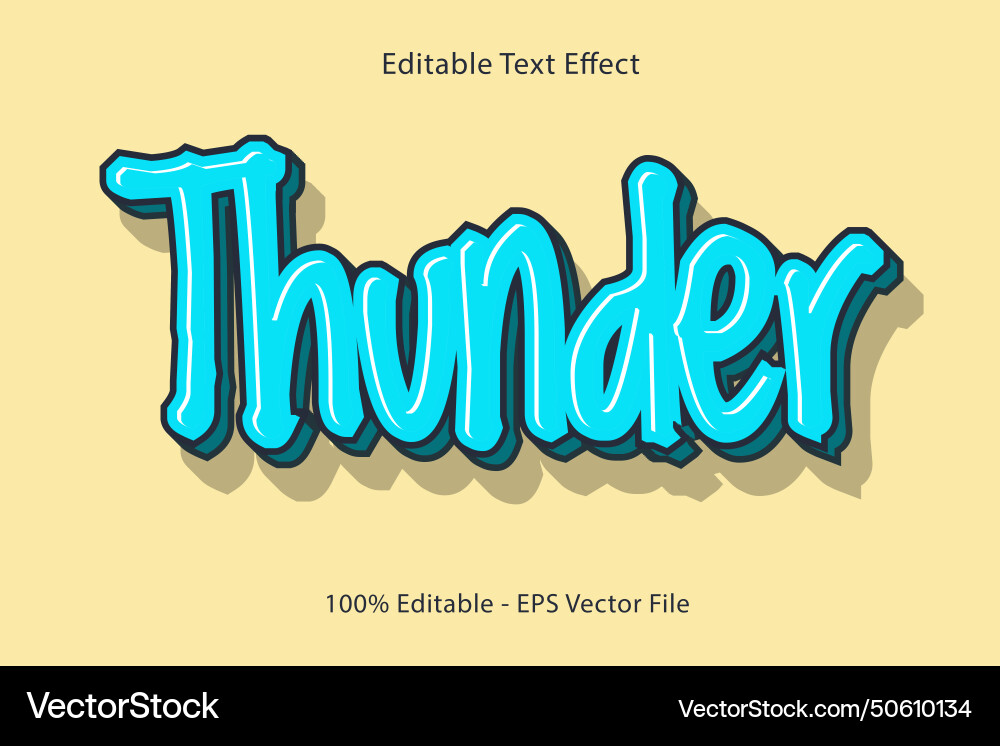 Thunder editable text effect 3 d emboss flat Thunder editable text effect 3 d emboss flat Vector Image