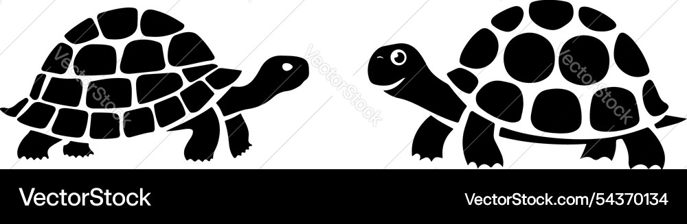 Tortoise silhouette set Royalty Free Vector Image