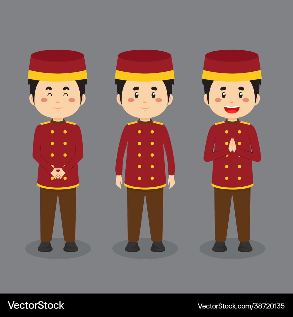 Bellboy character with various expression Vector Image