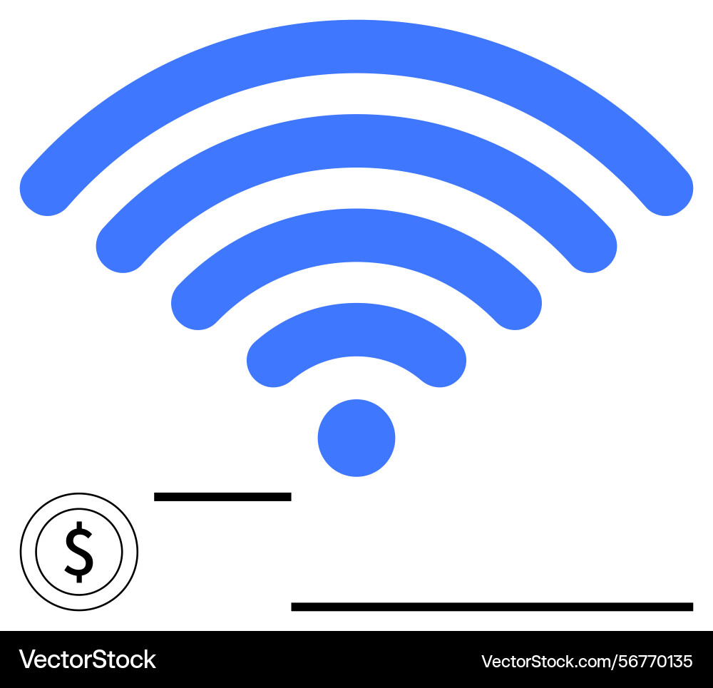 Blue wireless signal with dollar symbol linked Blue wireless signal with dollar symbol linked vector image