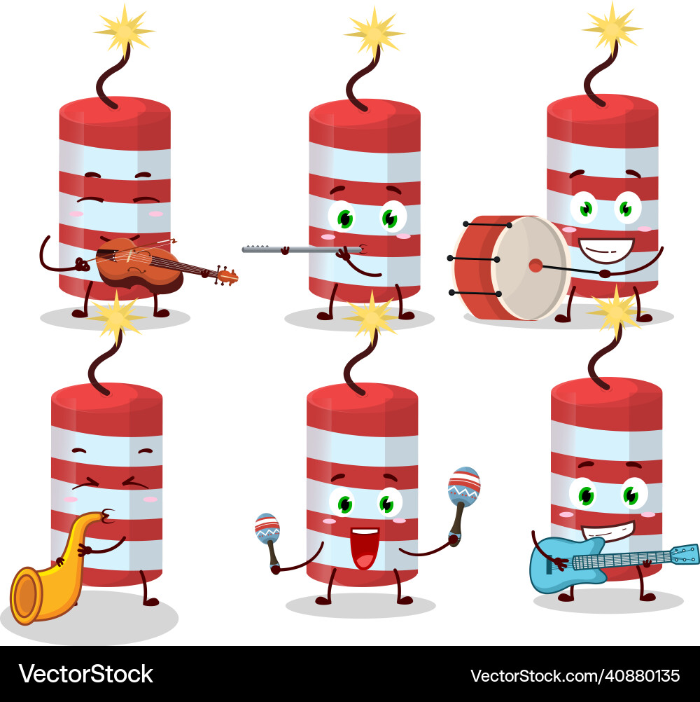 Cartoon character of red firecracker playing some Cartoon character of red firecracker playing some Vector Image