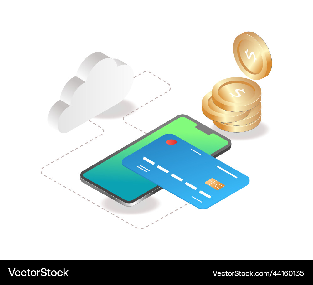 Cloud server network atm card Cloud server network atm card vector image