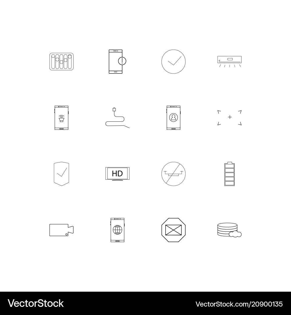 Devices linear thin icons set outlined simple Vector Image
