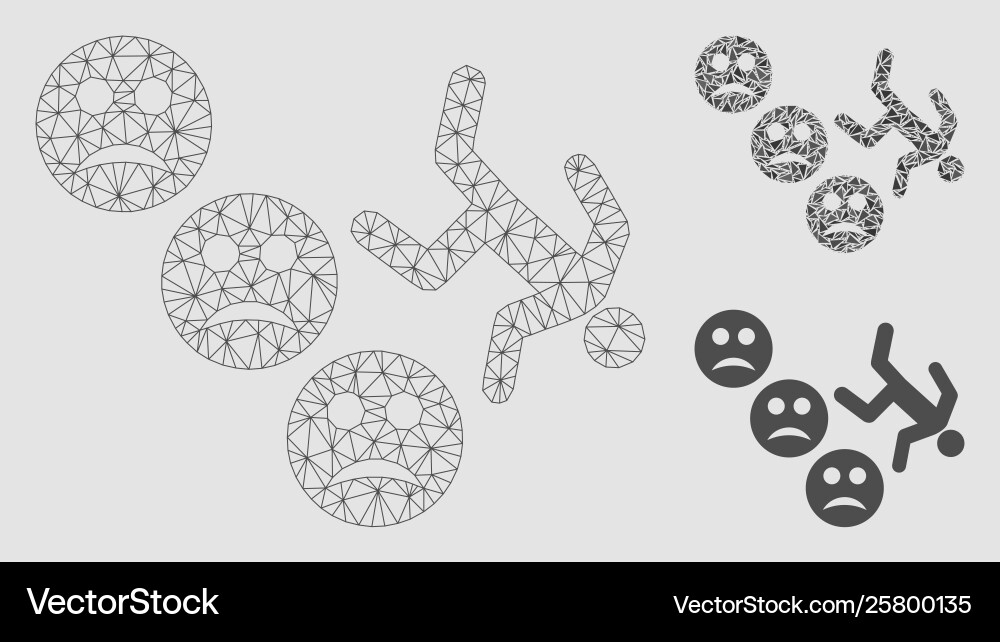 Drop down sad user mesh network model Drop down sad user mesh network model vector image