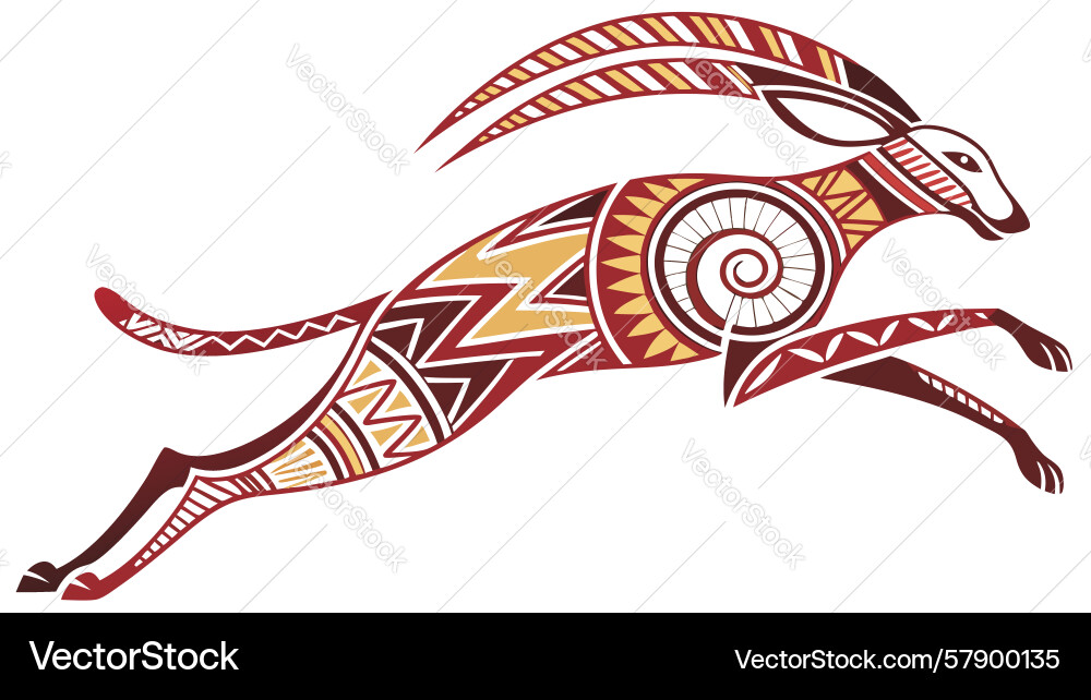 Dynamic antelope with tribal patterns design Vector Image