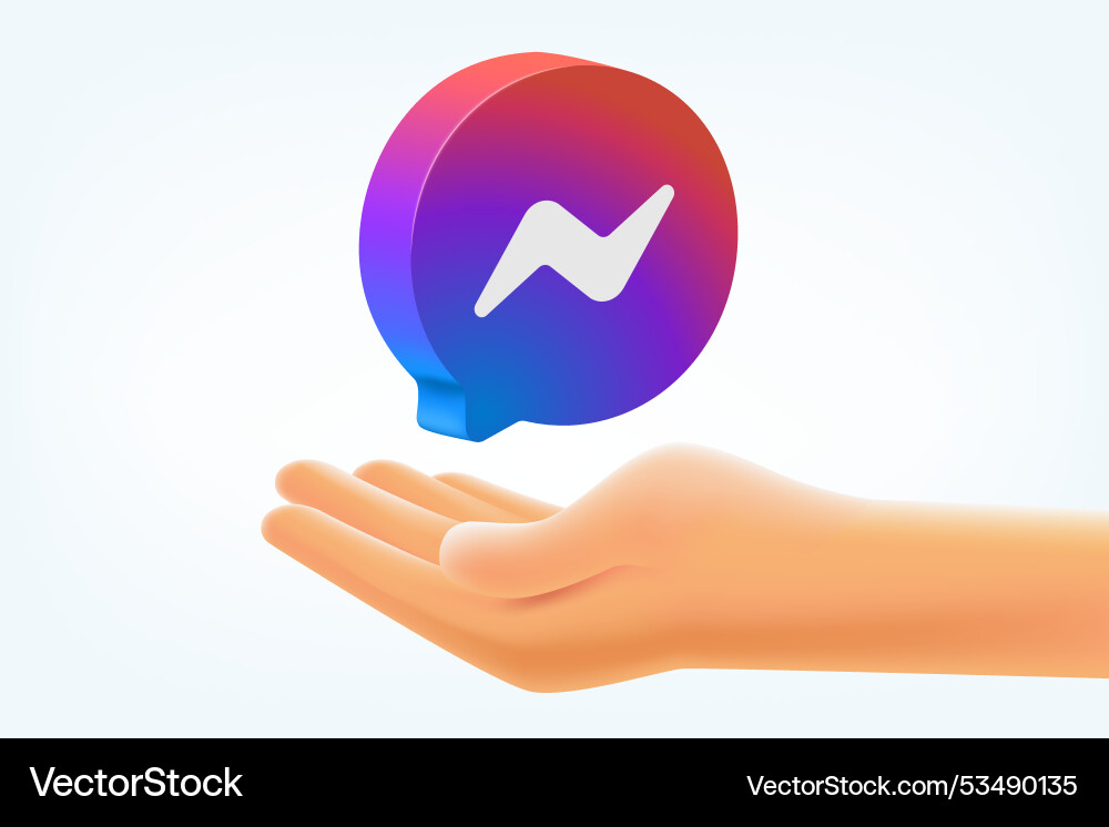 Facebook messenger application 3d button vector image