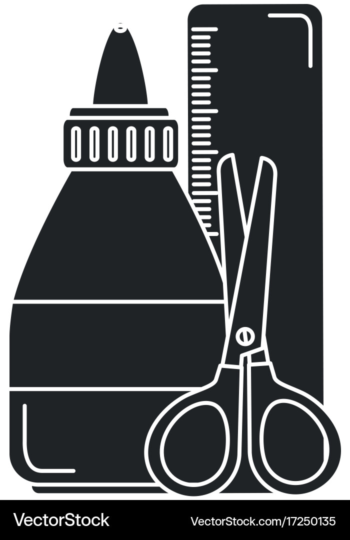 Glue bottle with rule and scissors vector image