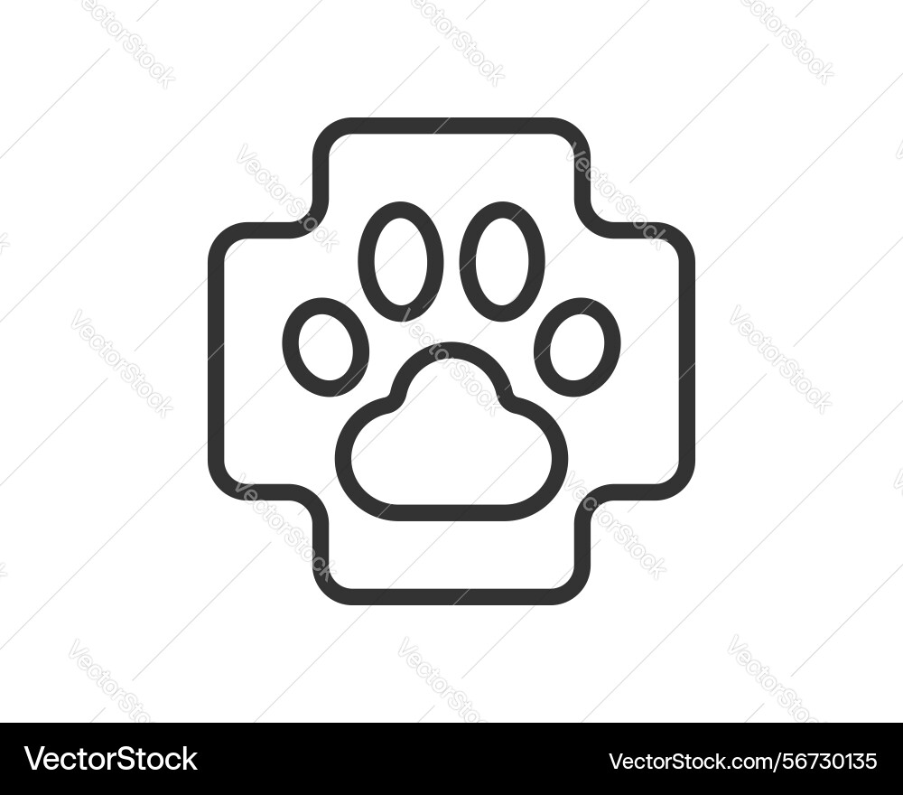 Minimalist outline icon of a paw print within Minimalist outline icon of a paw print within Vector Image