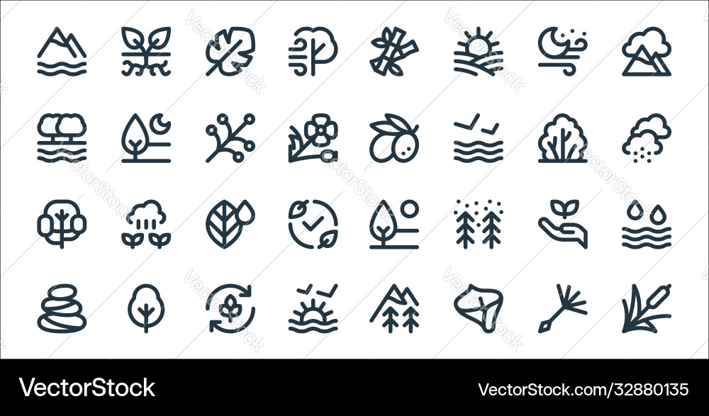 Nature line icons linear set quality Nature line icons linear set quality vector image