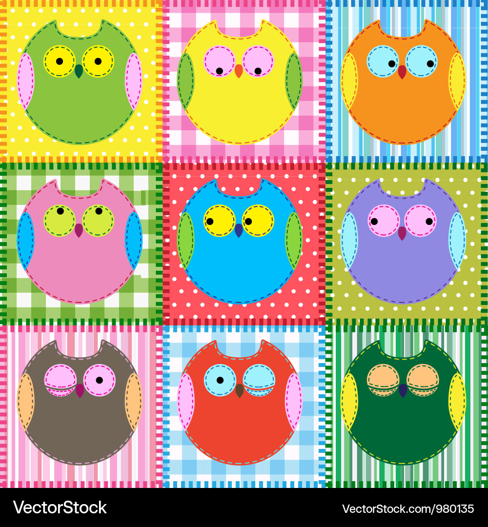 Patchwork Owl Applique vector image