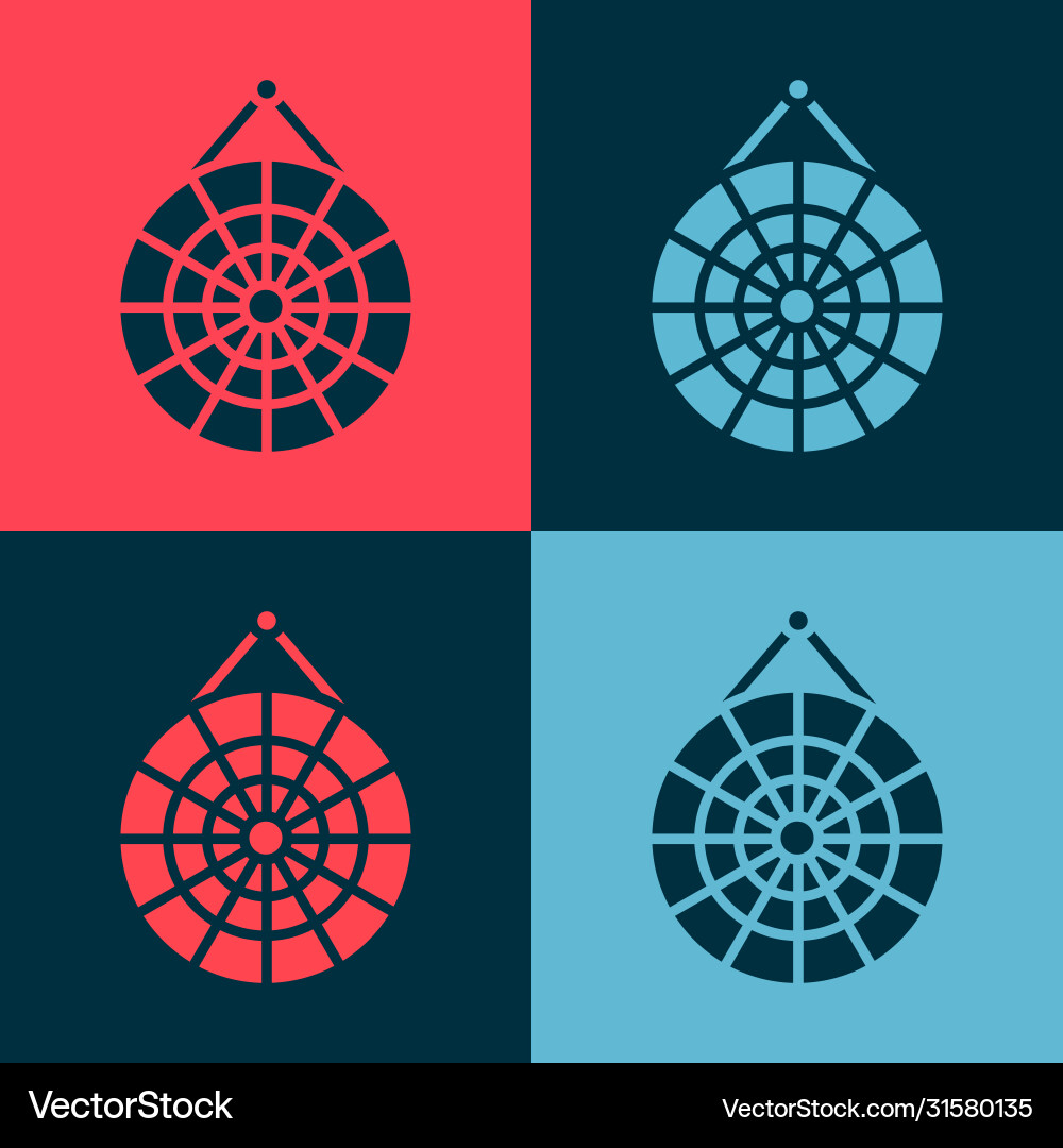 Pop art classic dart board and arrow icon isolated Pop art classic dart board and arrow icon isolated vector image
