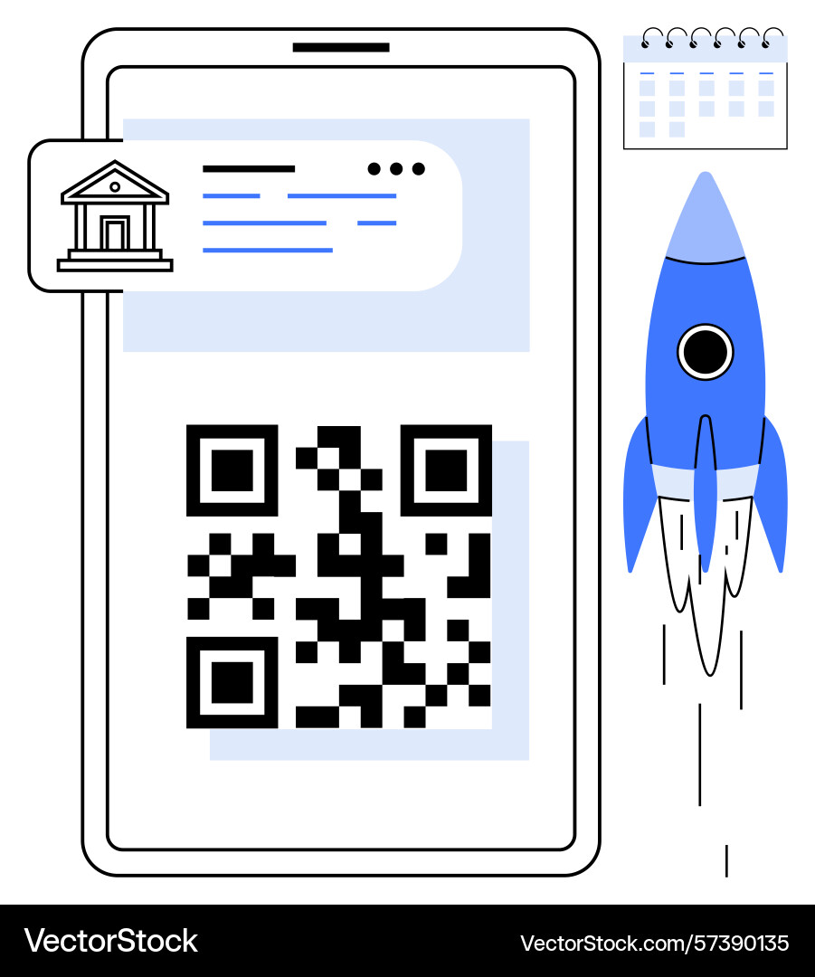Qr code on screen with banking details calendar Qr code on screen with banking details calendar vector image