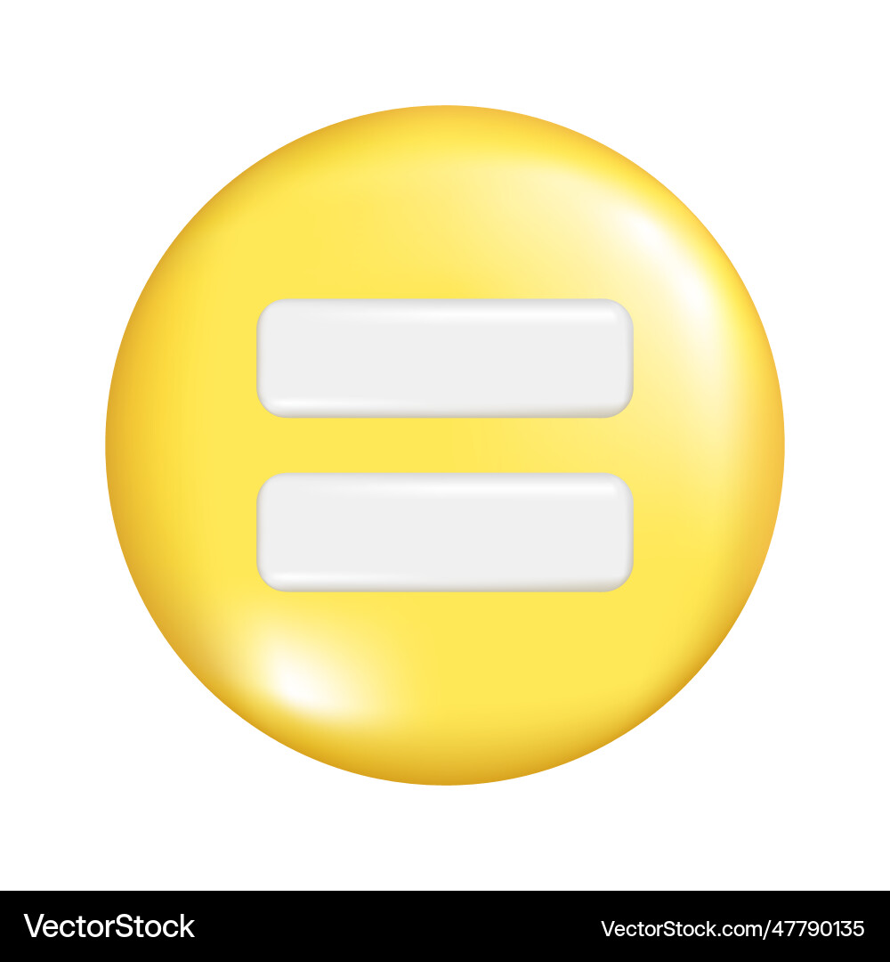 Realistic 3d yellow round sphere shape with equal Realistic 3d yellow round sphere shape with equal Vector Image