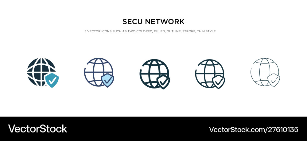 Secu network icon in different style two colored Vector Image