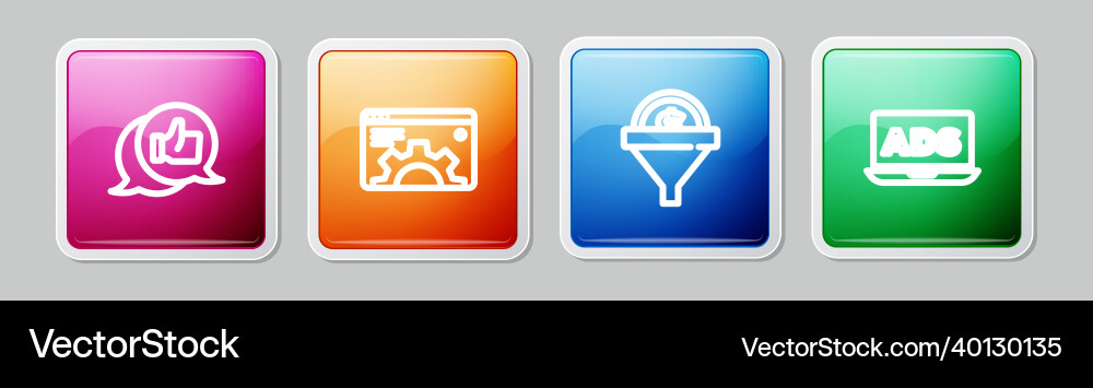Set line customer product rating browser setting Set line customer product rating browser setting vector image