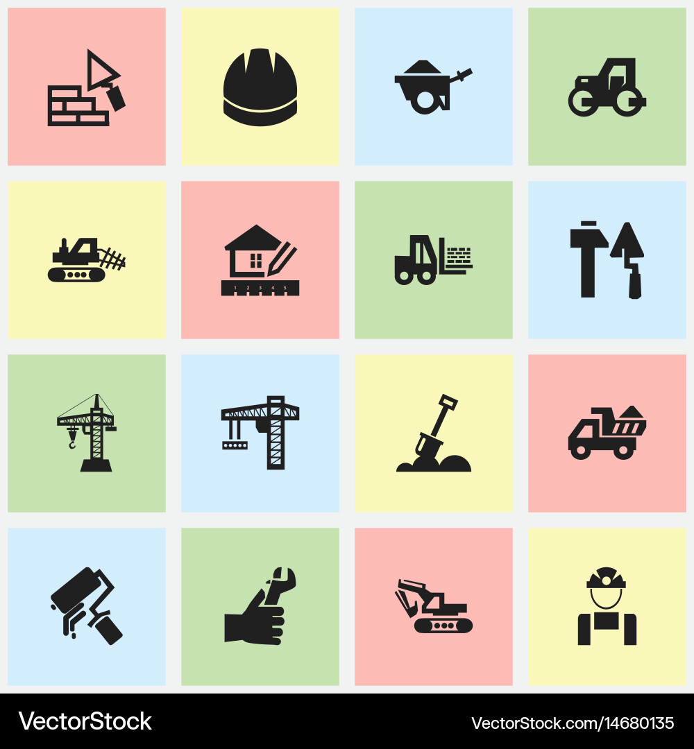 Set of 16 editable structure icons includes vector image