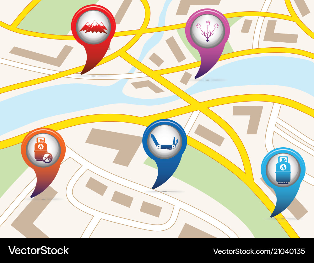 Set of tourism service map pointers Vector Image