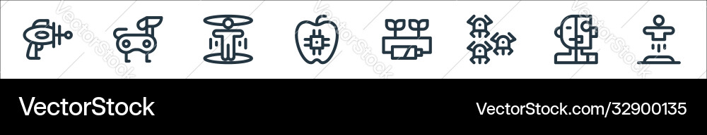 Technology future line icons linear set vector image