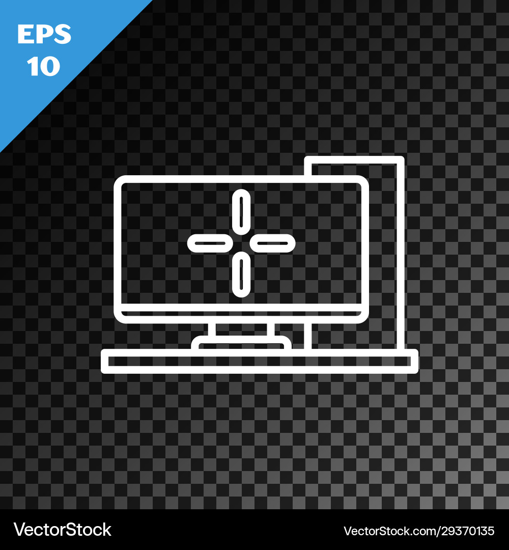 White line computer monitor icon isolated Vector Image