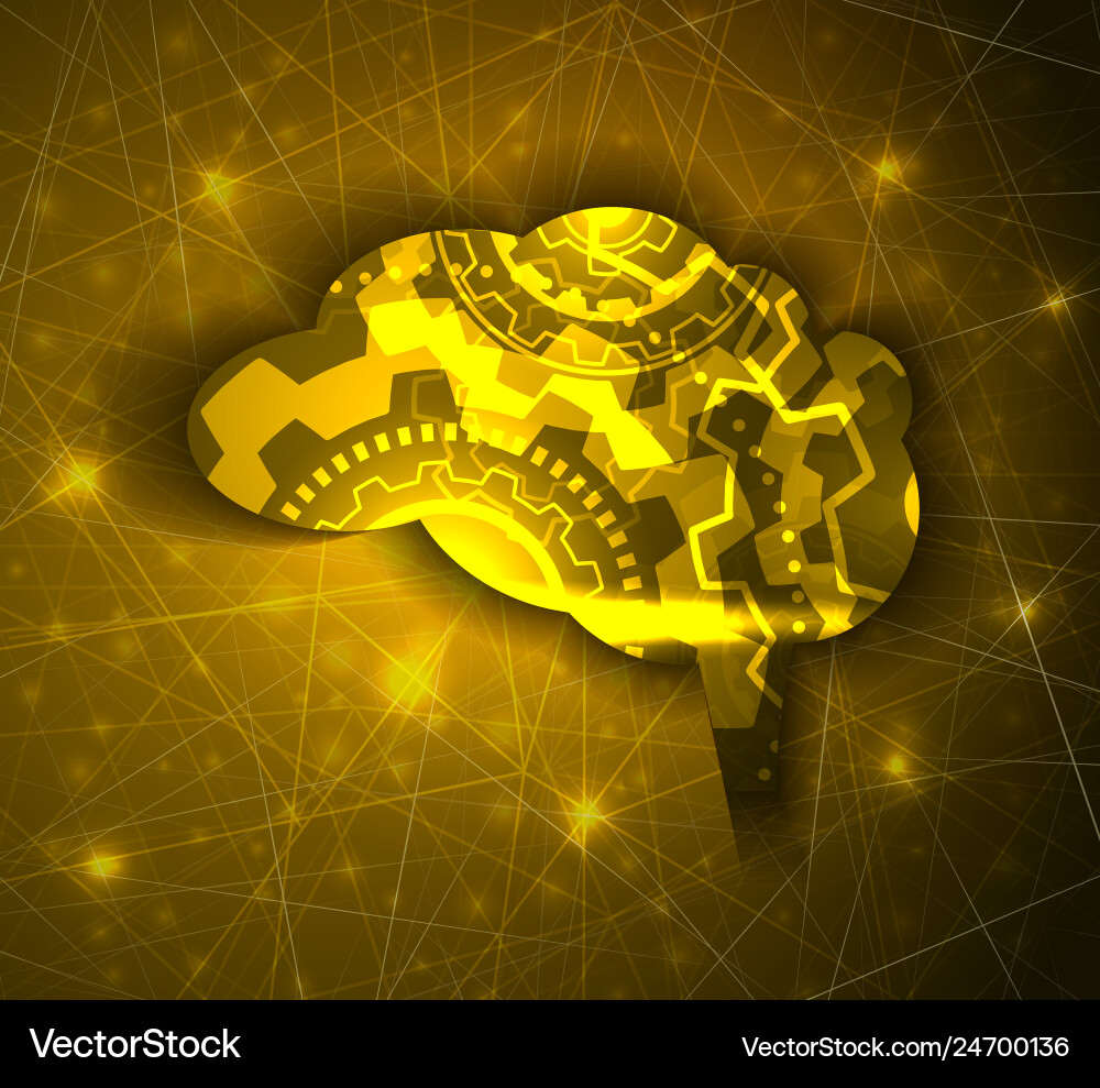 Artificial intelligence brain with gears eps 10 Artificial intelligence brain with gears eps 10 Vector Image