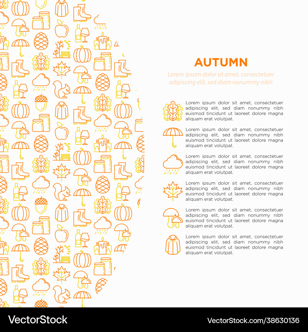 Autumn concept with thin line icons maple Vector Image