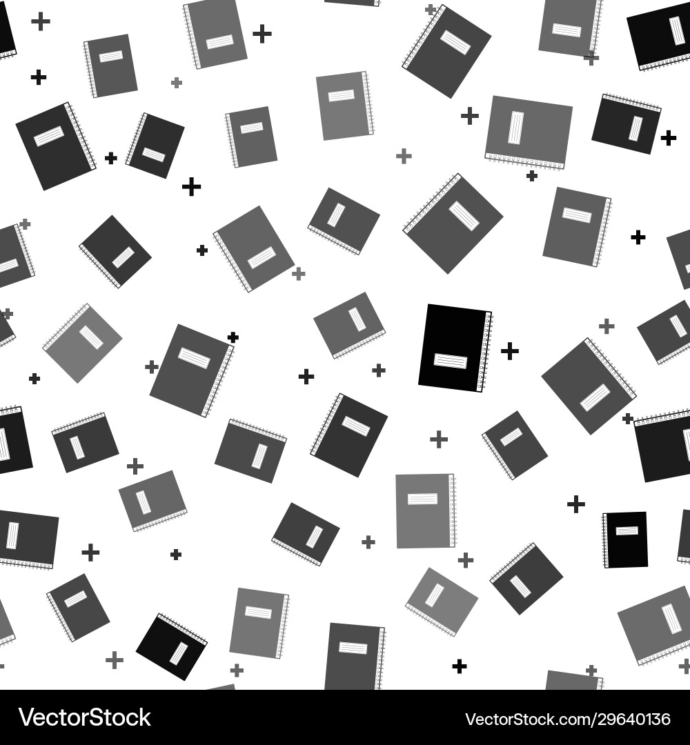 Black notebook icon seamless pattern on white Vector Image