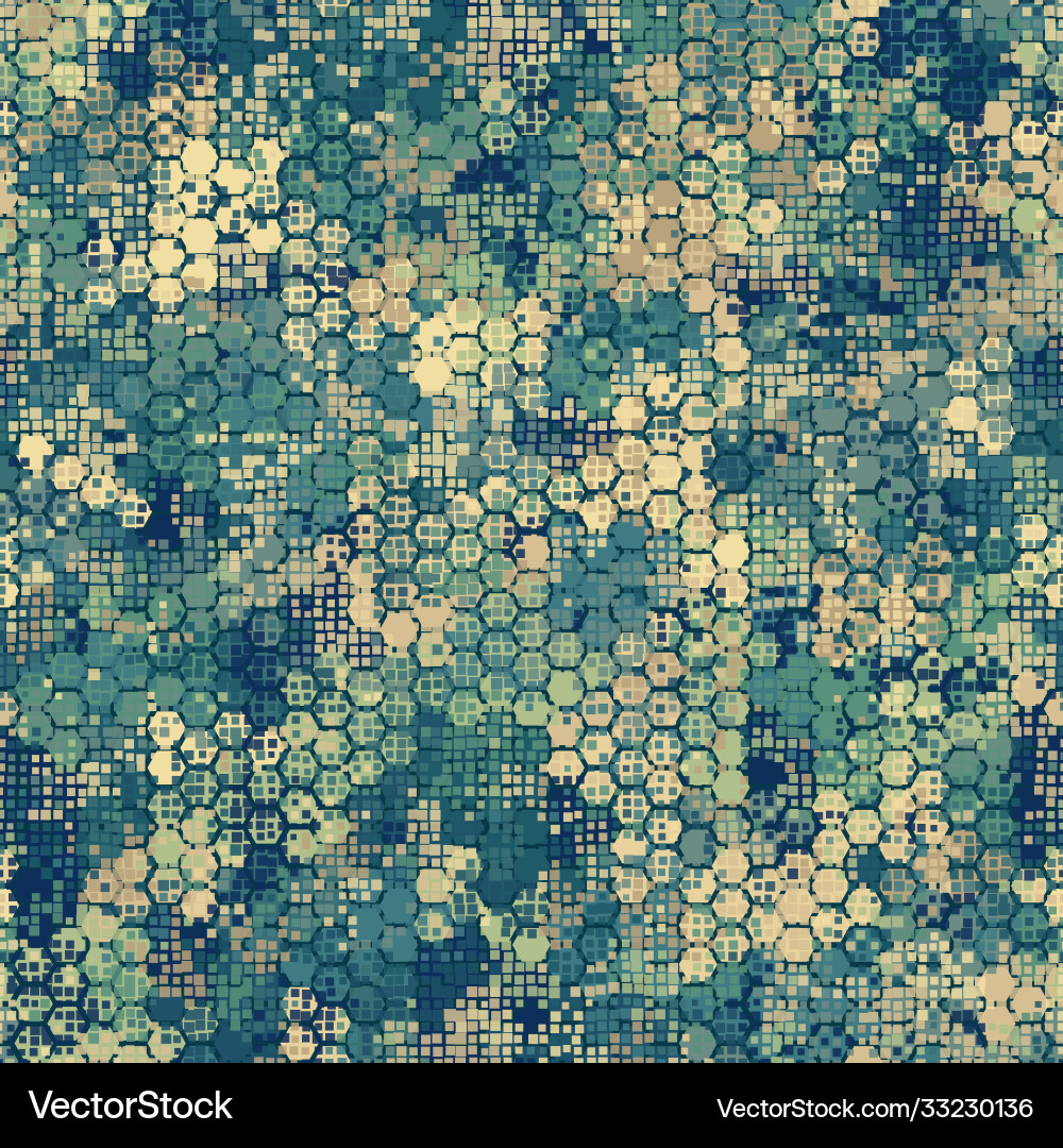 Blue Hexagonal Camo Pattern vector image