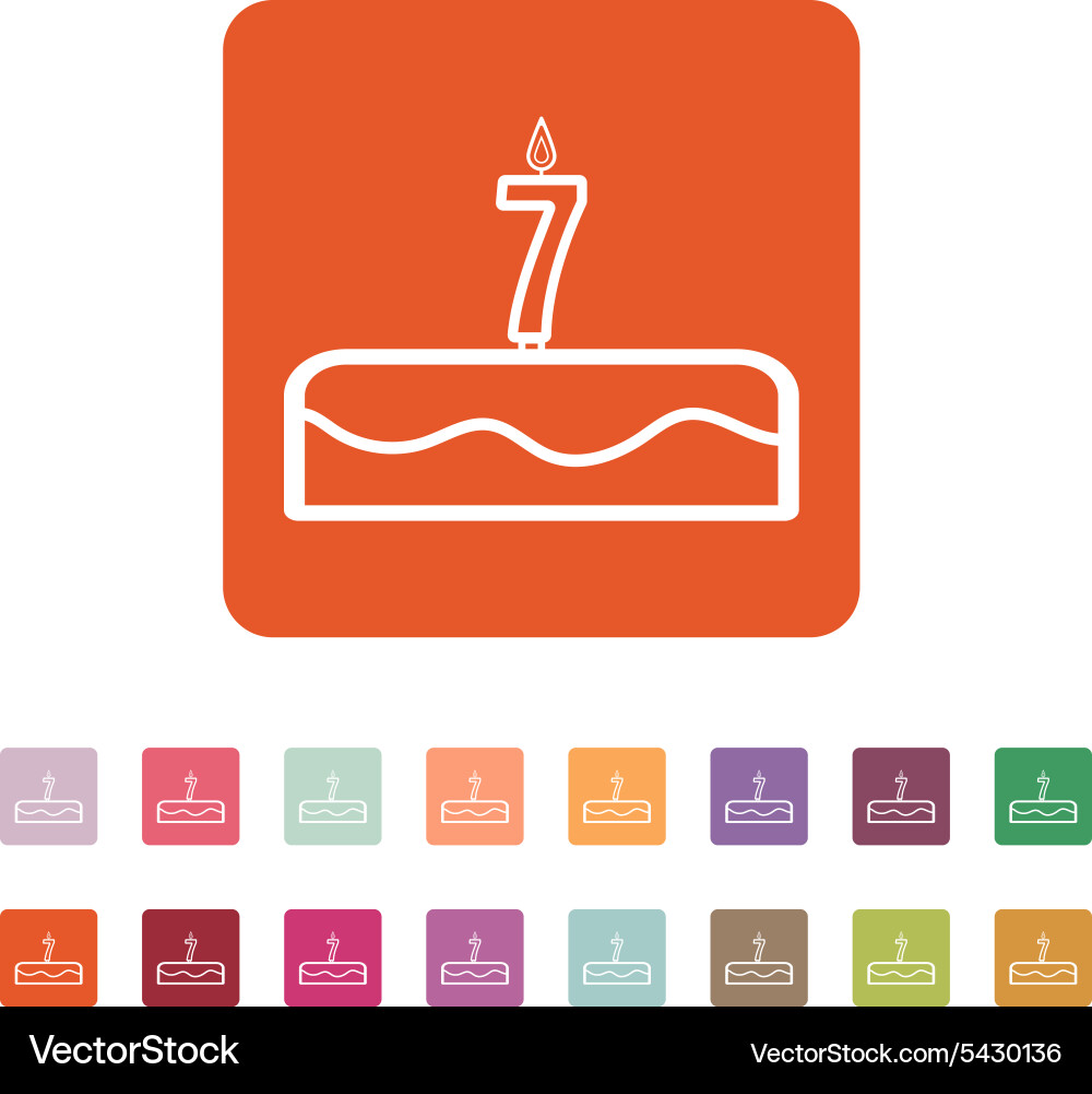 Cake with candles in the form of number 7 icon vector image
