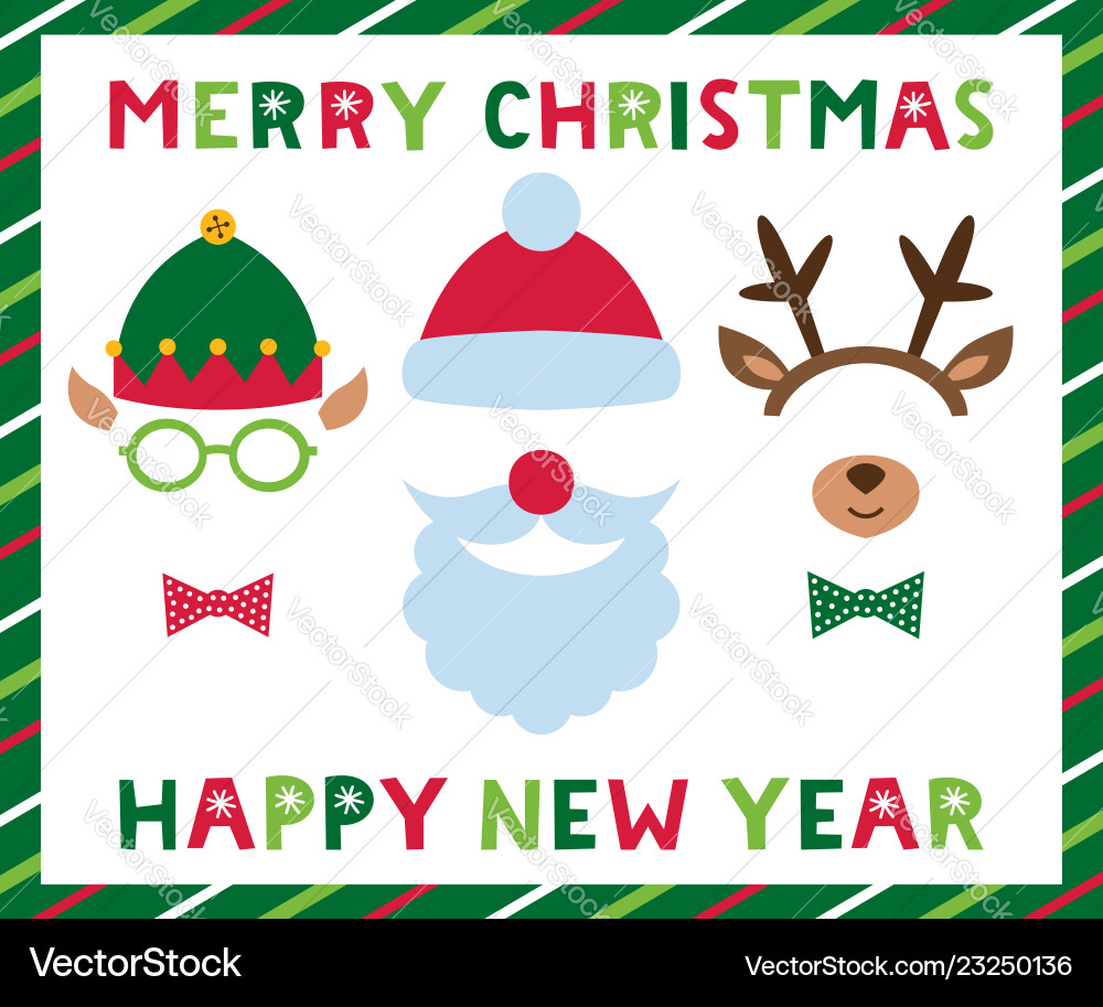 Christmas Deer Antler Photo Booth Props Vector Image