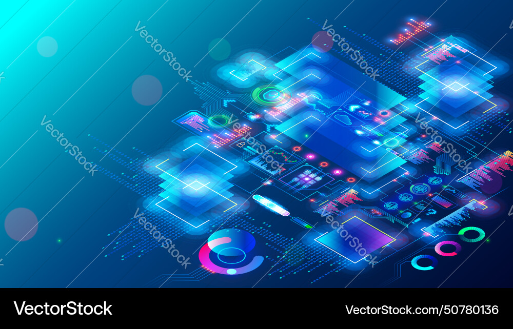 Computer cpu chip or processor on motherboard vector image