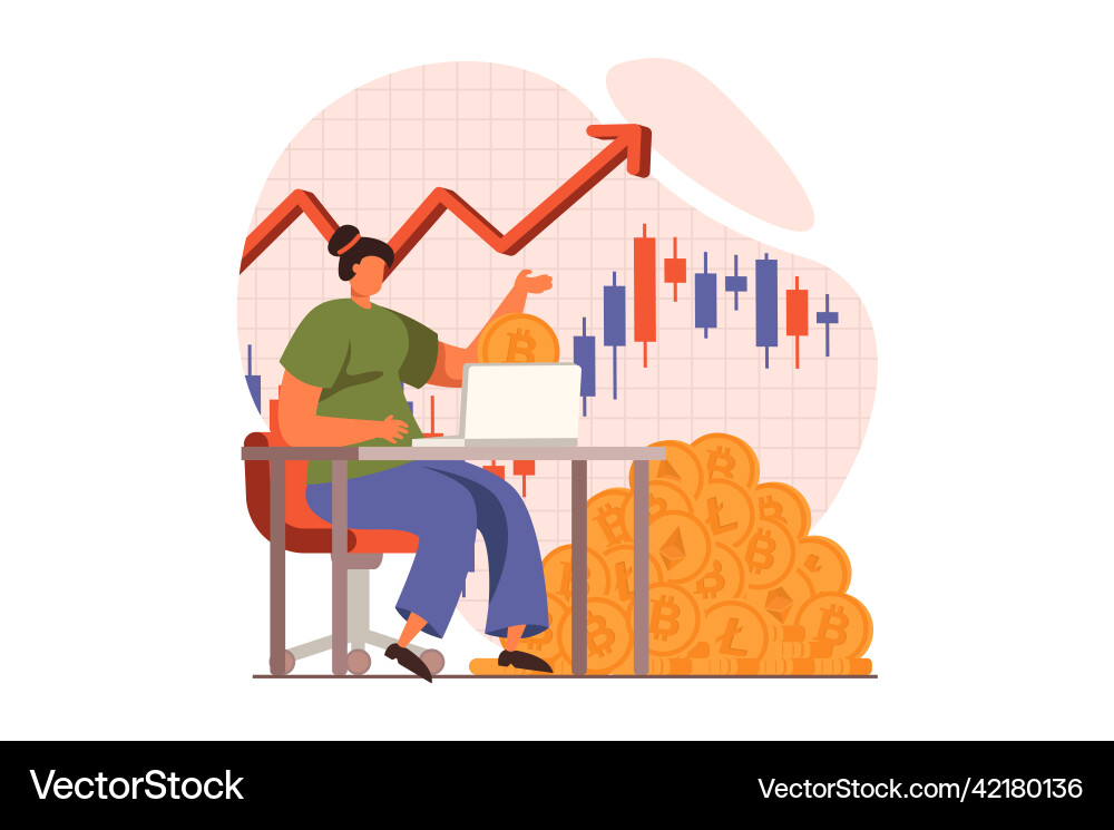 Cryptocurrency mining web concept in flat design Cryptocurrency mining web concept in flat design vector image