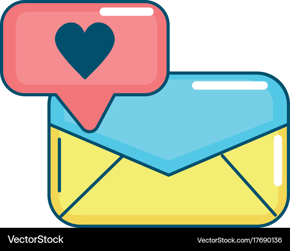 E-mail message and chat bubble with heart Vector Image