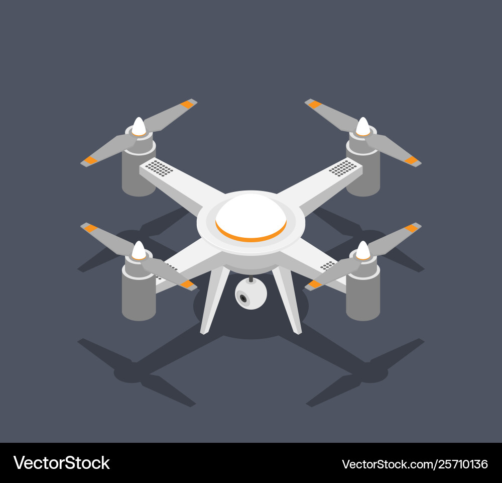 Flat isometric drone isolated on color background Flat isometric drone isolated on color background vector image