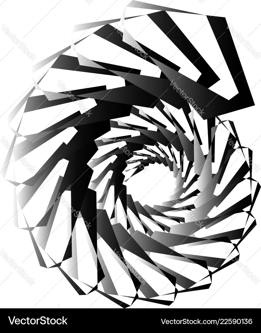 Geometric circular spiral abstract angular edgy Geometric circular spiral abstract angular edgy vector image